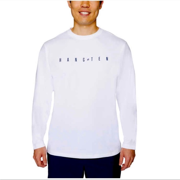 Hang Ten Men Long Sleeve Sun Tee, White - Picture 1 of 3